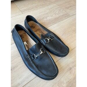14th & Union Men's Black Leather Loafers Moccasin Slip On Shoes M 9/5